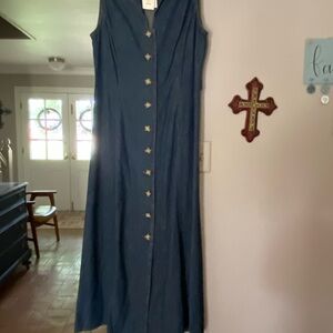 Coldwater Creek Blue Sleeveless Maxi Sundress